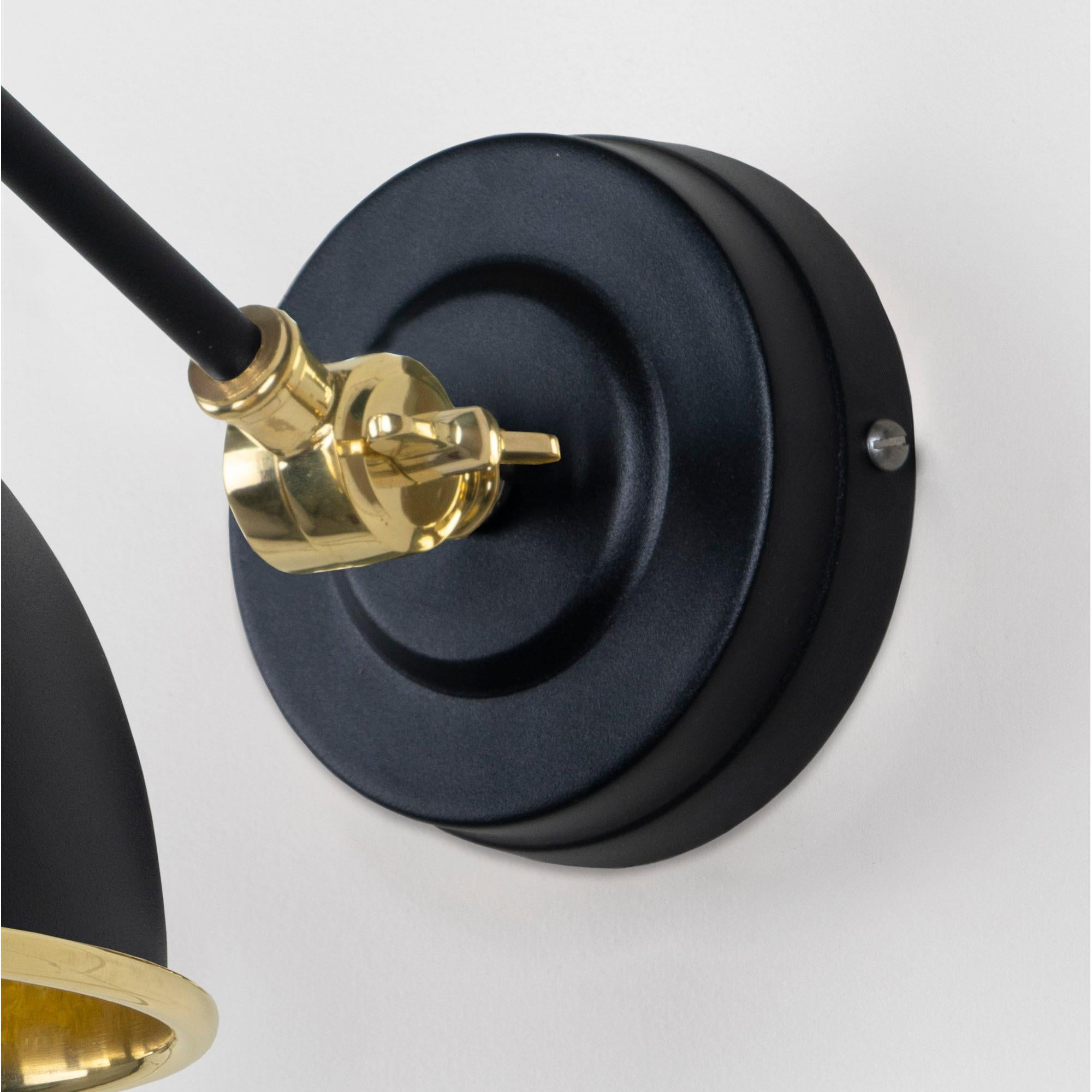 Smooth Brass Brindley Wall Light in Elan Black | From The Anvil - Wall Lights - From The Anvil - Yester Home