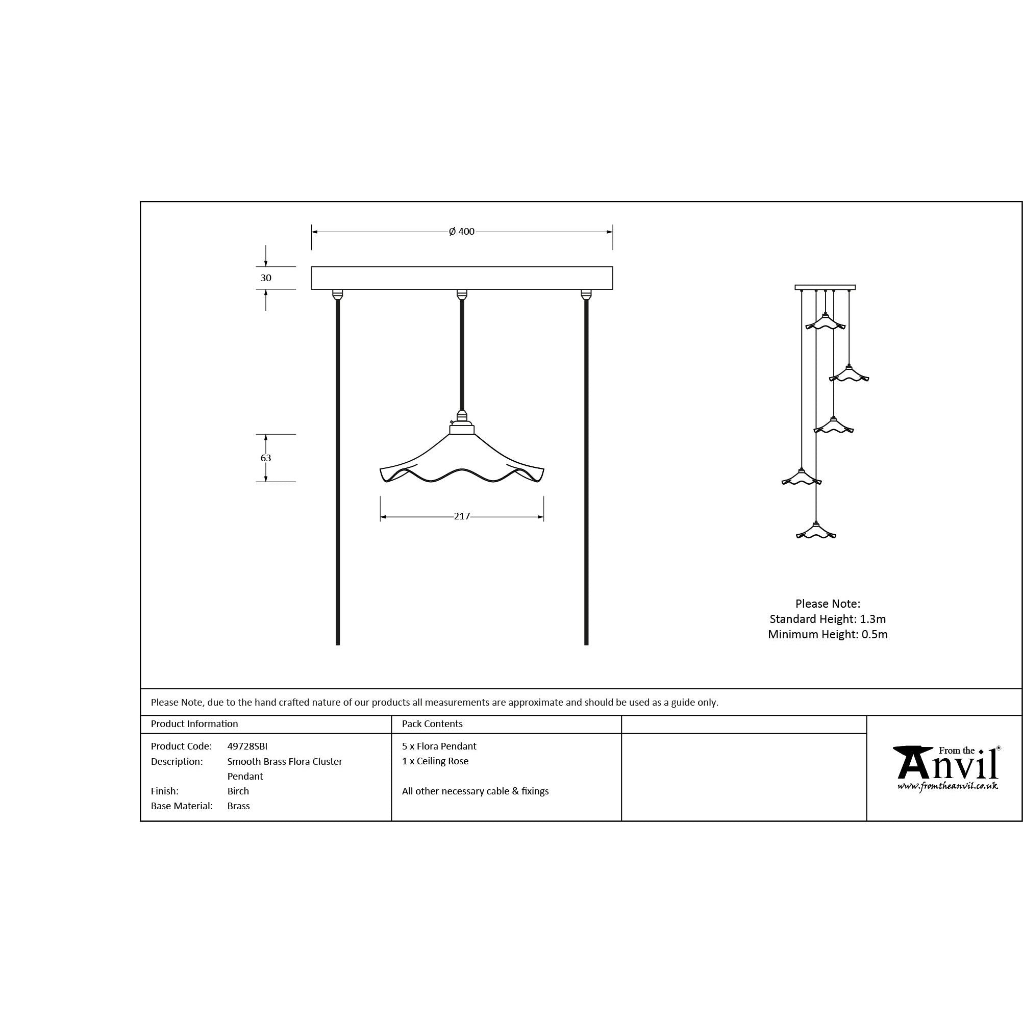 Smooth Brass Flora Cluster Pendant in Birch | From The Anvil - Cluster Pendants - From The Anvil - Yester Home