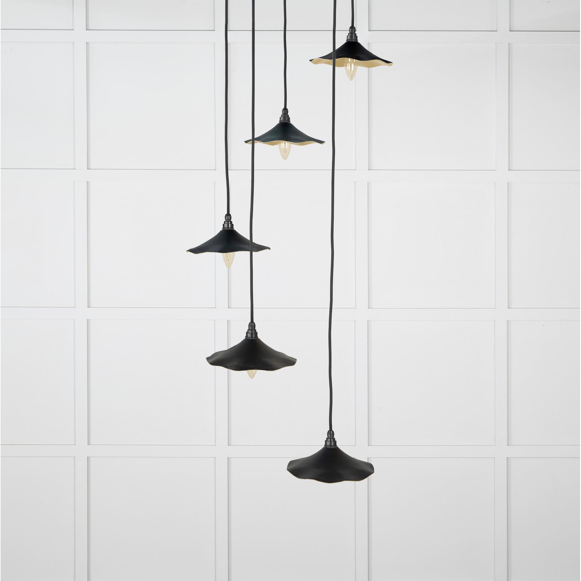 Smooth Brass Flora Cluster Pendant in Elan Black | From The Anvil - Cluster Pendants - From The Anvil - Yester Home