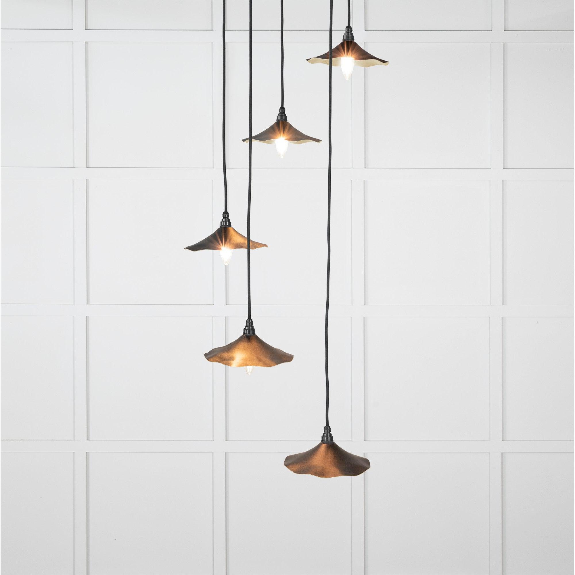 Smooth Brass Flora Cluster Pendant in Elan Black | From The Anvil-Cluster Pendants-Yester Home