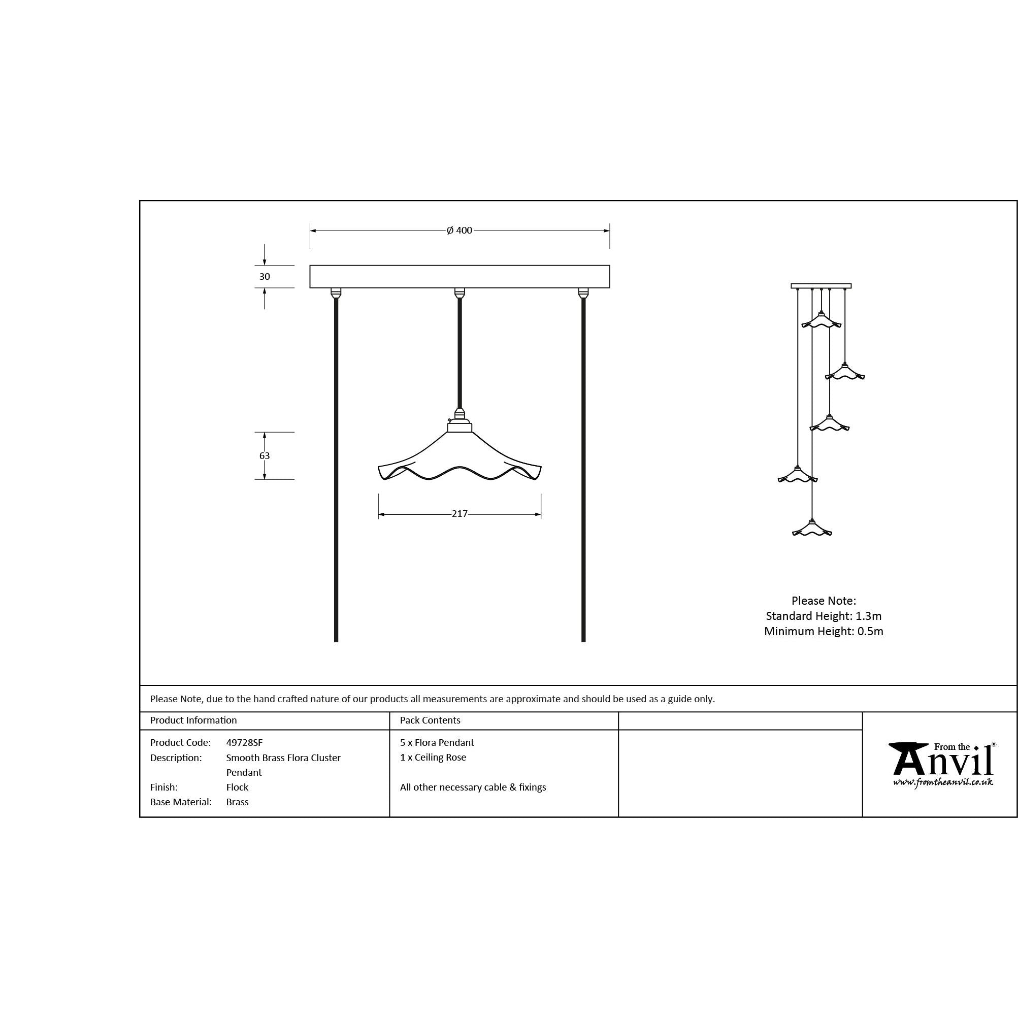 Smooth Brass Flora Cluster Pendant in Flock | From The Anvil - Cluster Pendants - From The Anvil - Yester Home