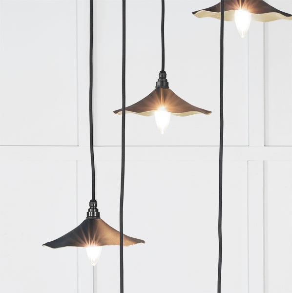 Smooth Brass Flora Cluster Pendant in Soot | From The Anvil-Cluster Pendants-Yester Home