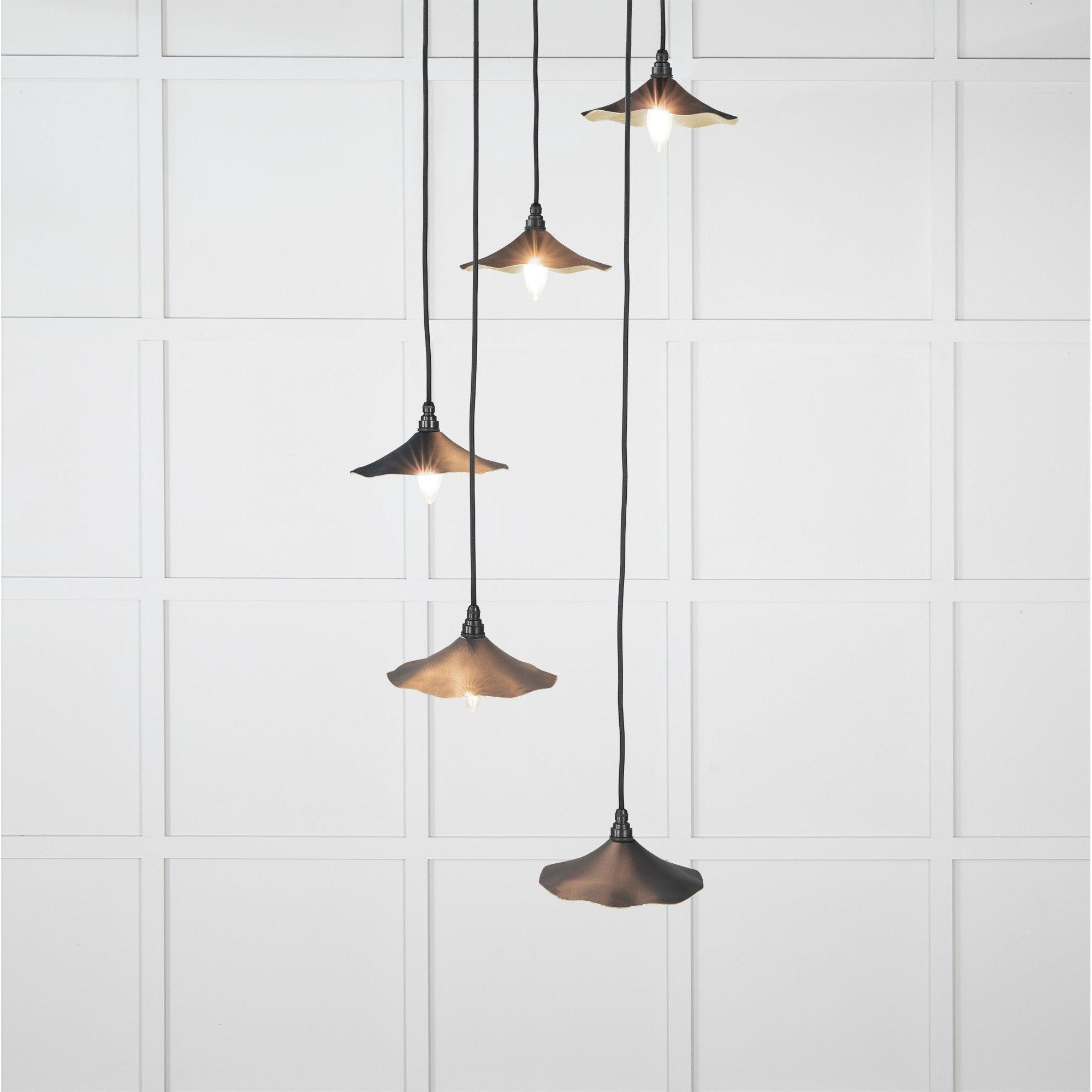 Smooth Brass Flora Cluster Pendant in Soot | From The Anvil-Cluster Pendants-Yester Home