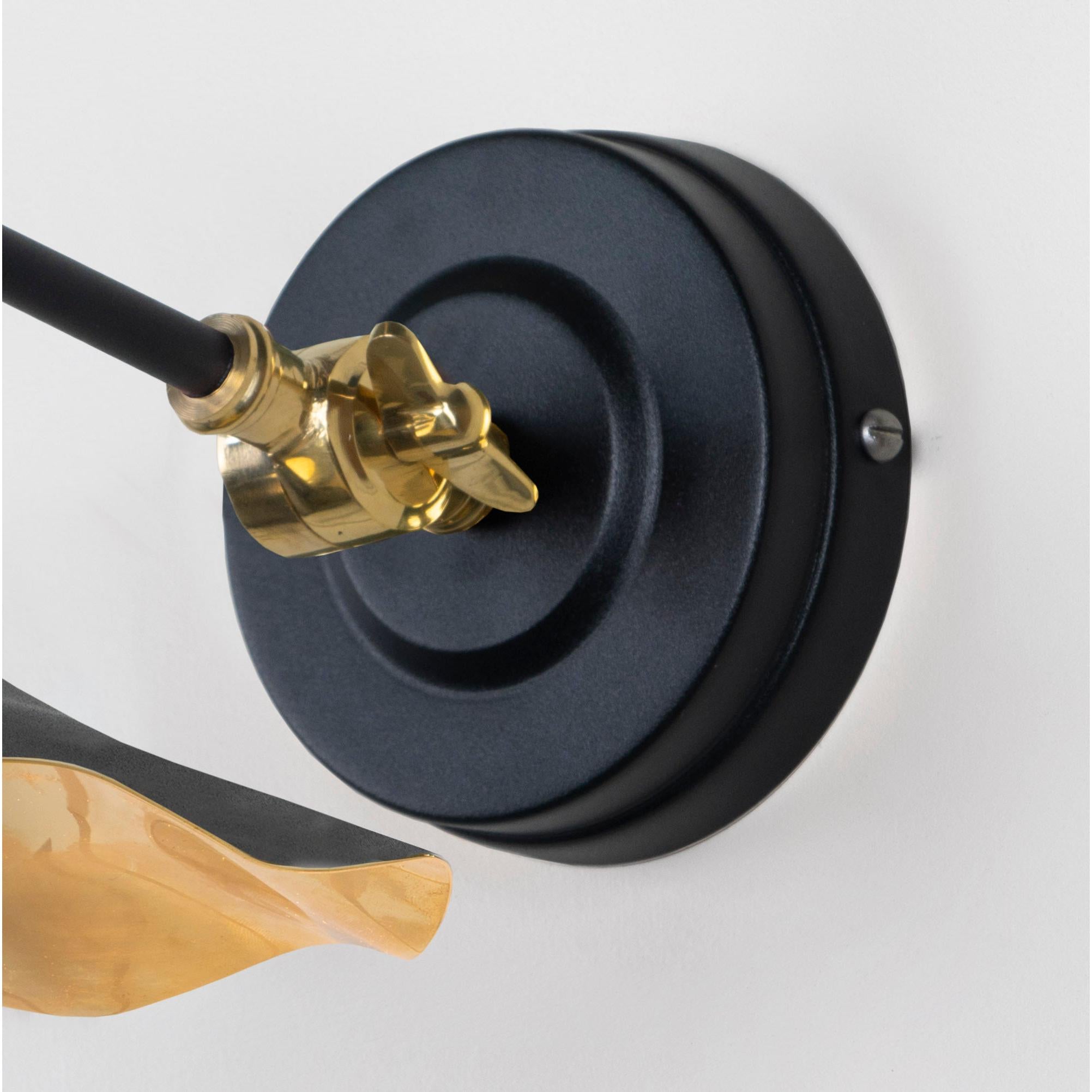 Smooth Brass Flora Wall Light in Elan Black | From The Anvil - Wall Lights - From The Anvil - Yester Home