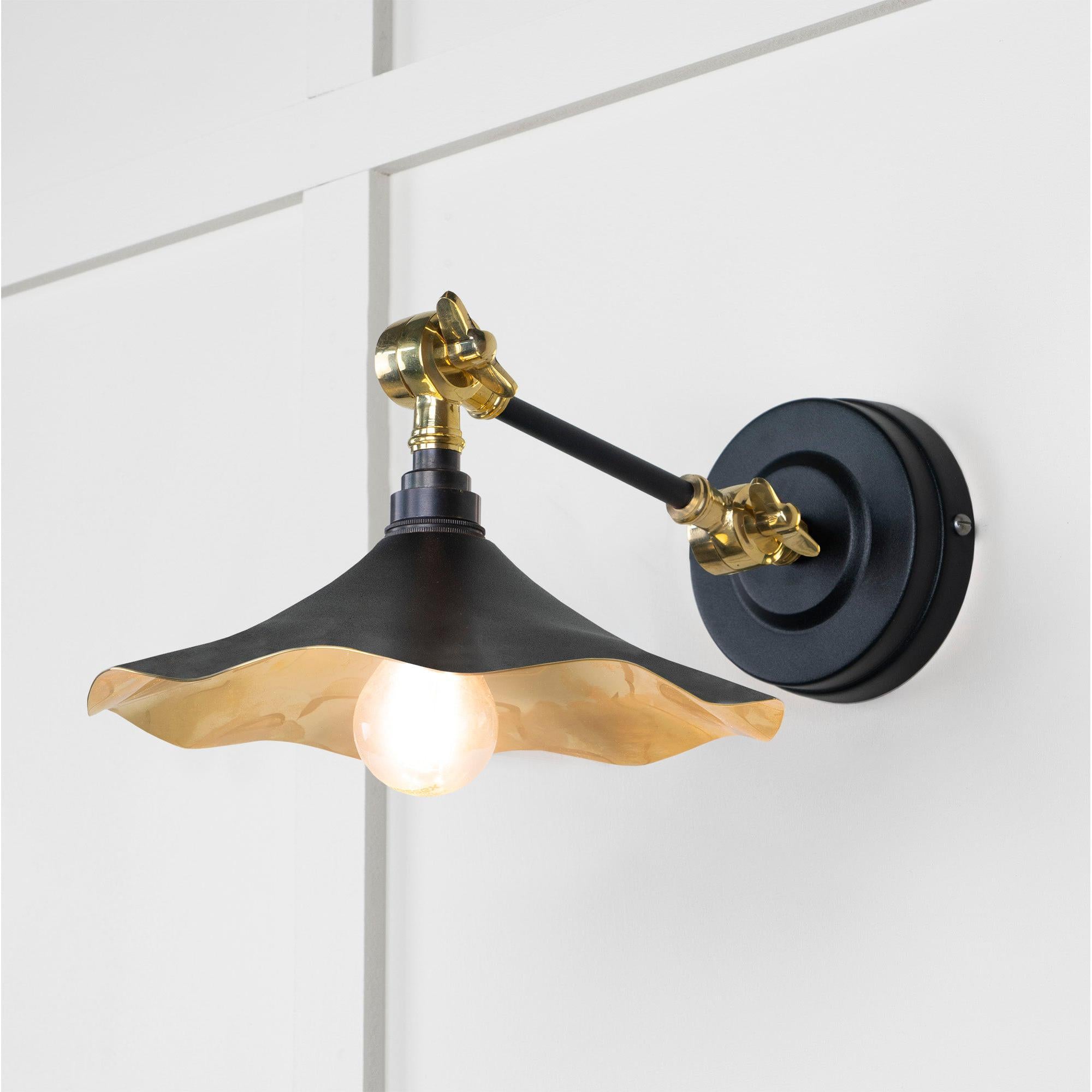 Smooth Brass Flora Wall Light in Elan Black | From The Anvil - Wall Lights - From The Anvil - Yester Home