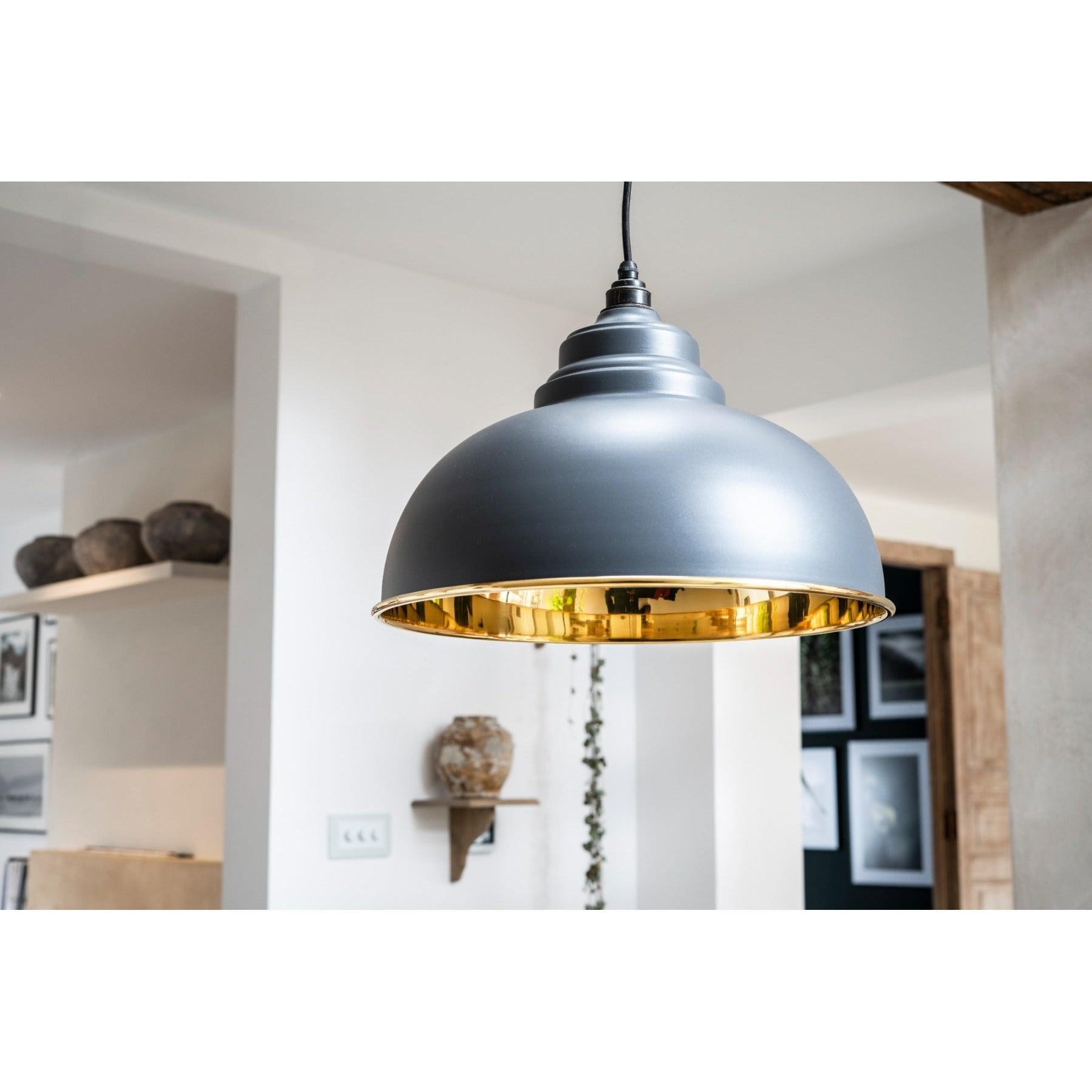 Smooth Brass Harborne Pendant in Slate | From The Anvil-Harborne-Yester Home
