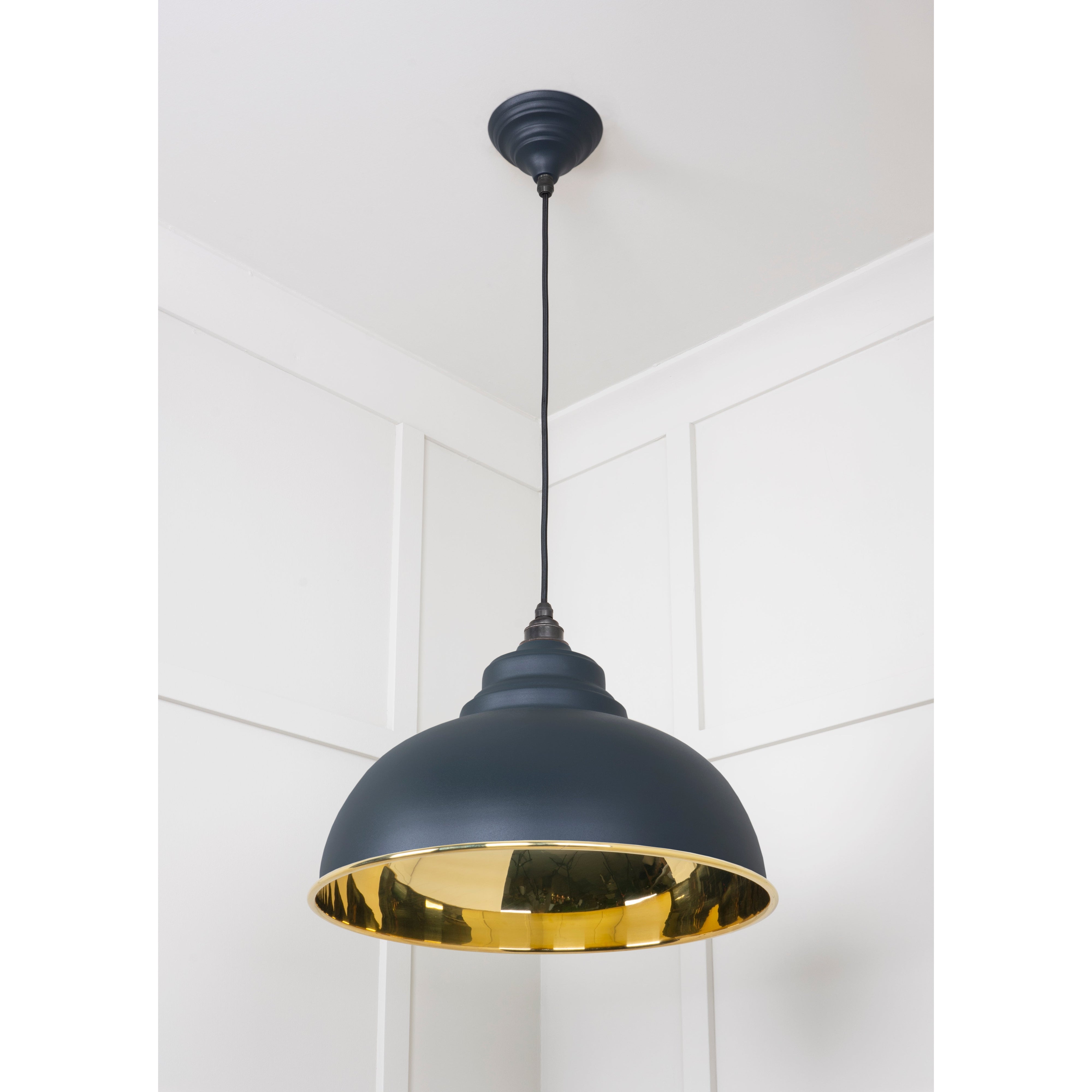Smooth Brass Harborne Pendant in Soot | From The Anvil-Harborne-Yester Home