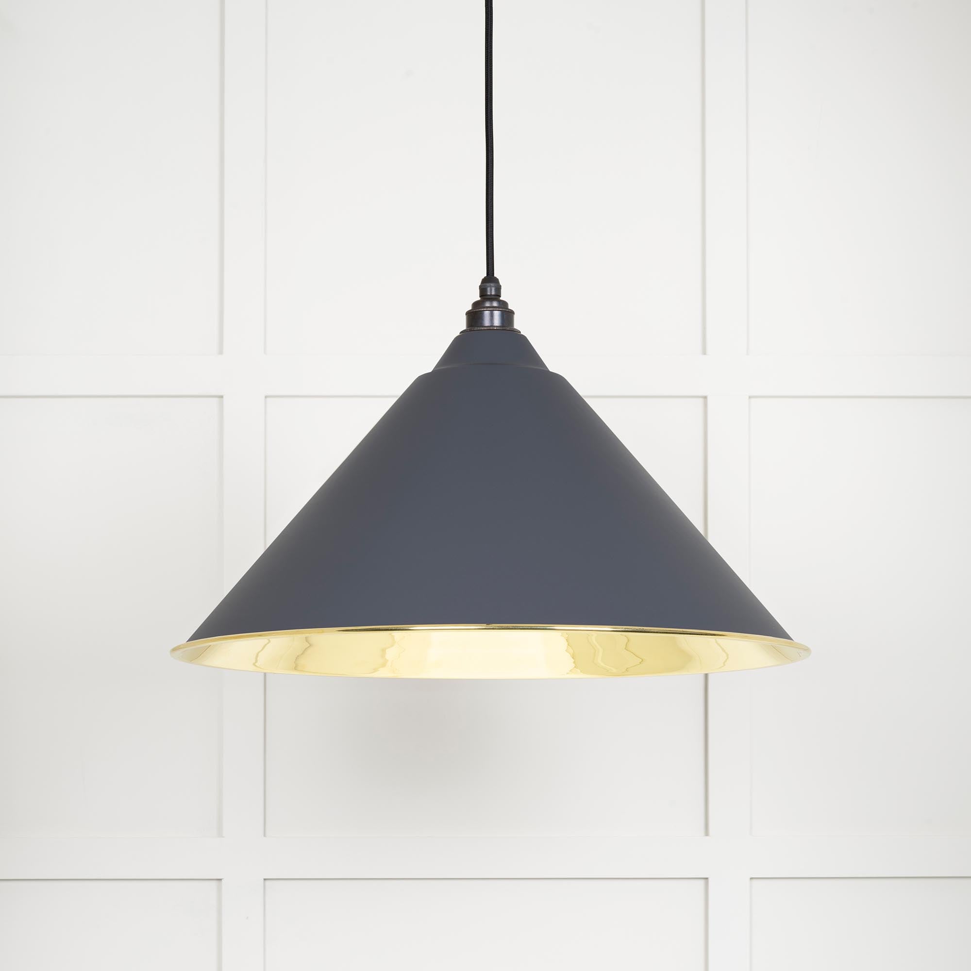 Smooth Brass Hockley Pendant in Slate | From The Anvil - Hockley - From The Anvil - Yester Home