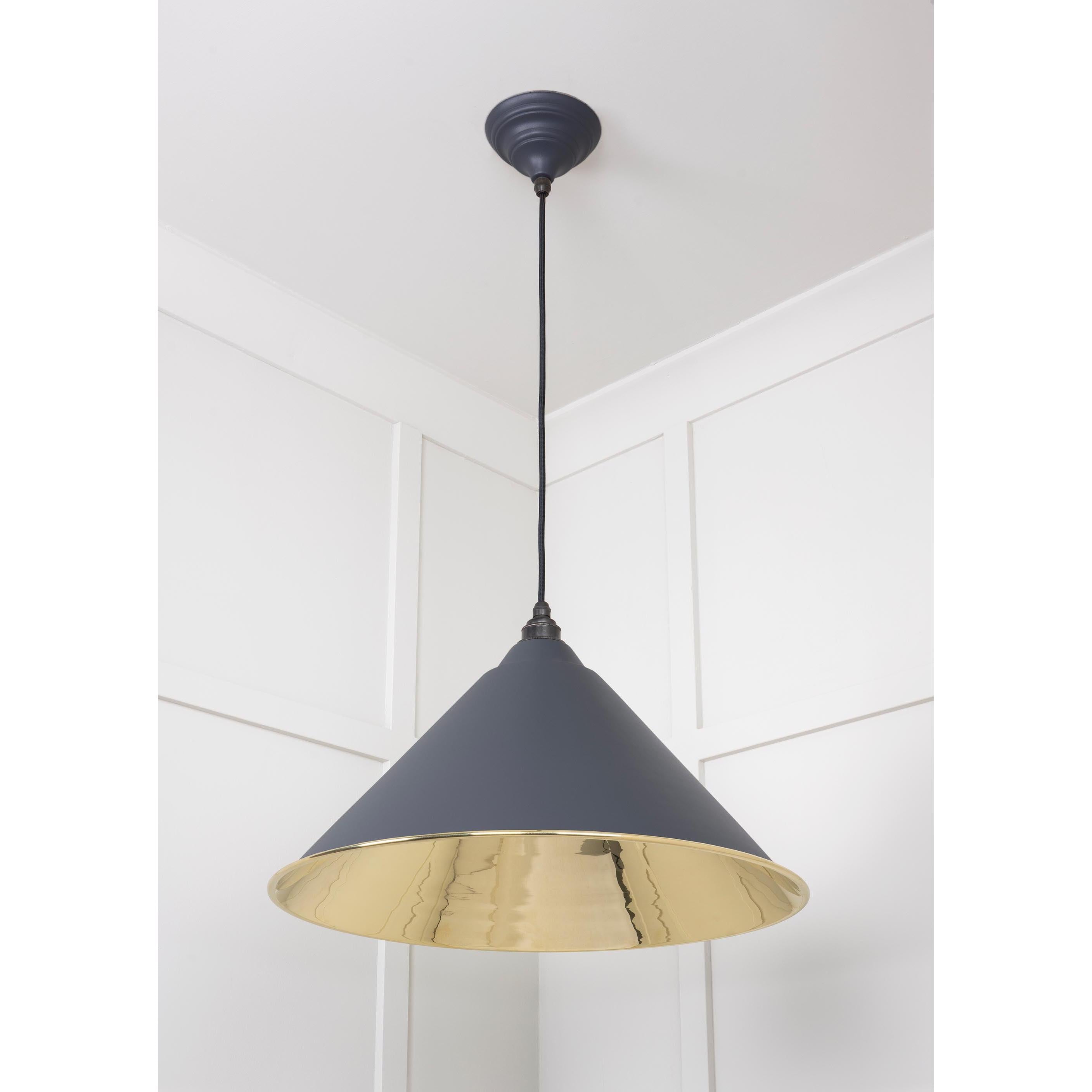 Smooth Brass Hockley Pendant in Slate | From The Anvil - Hockley - From The Anvil - Yester Home