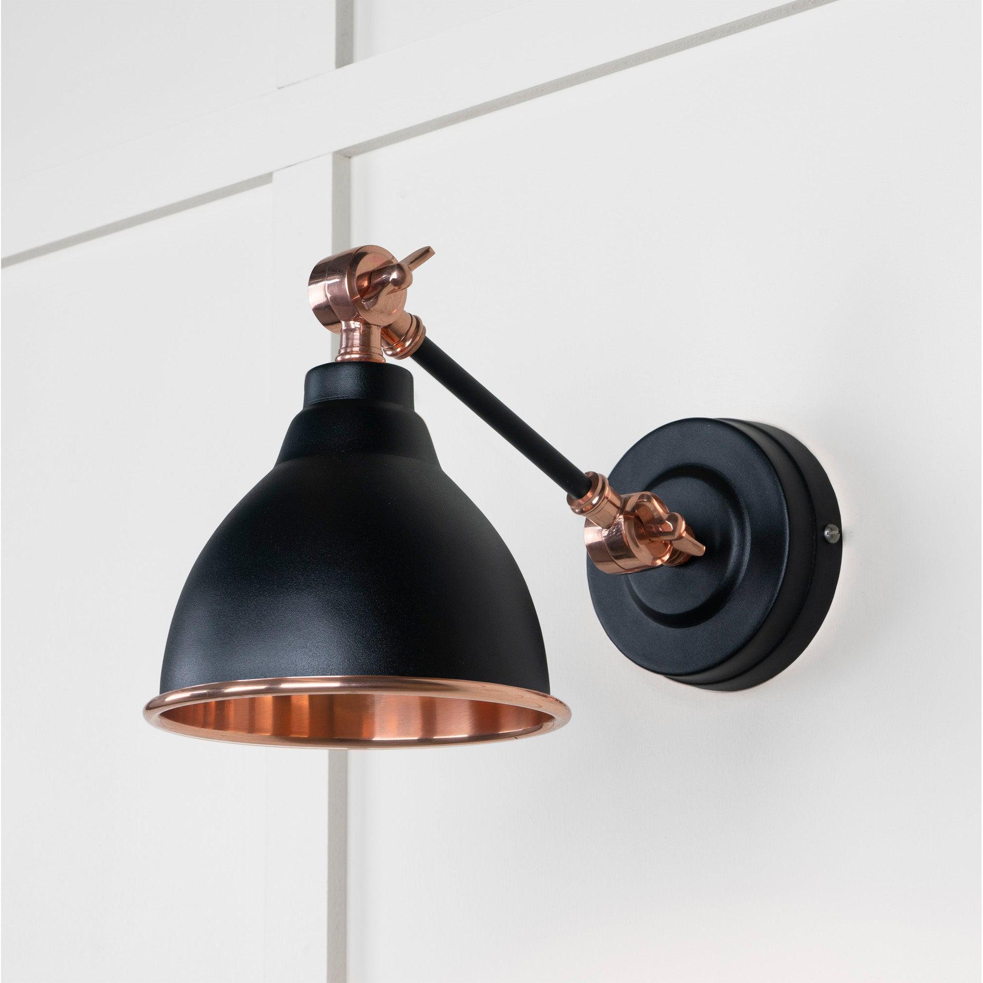Smooth Copper Brindley Wall Light in Elan Black | From The Anvil-Wall Lights-Yester Home