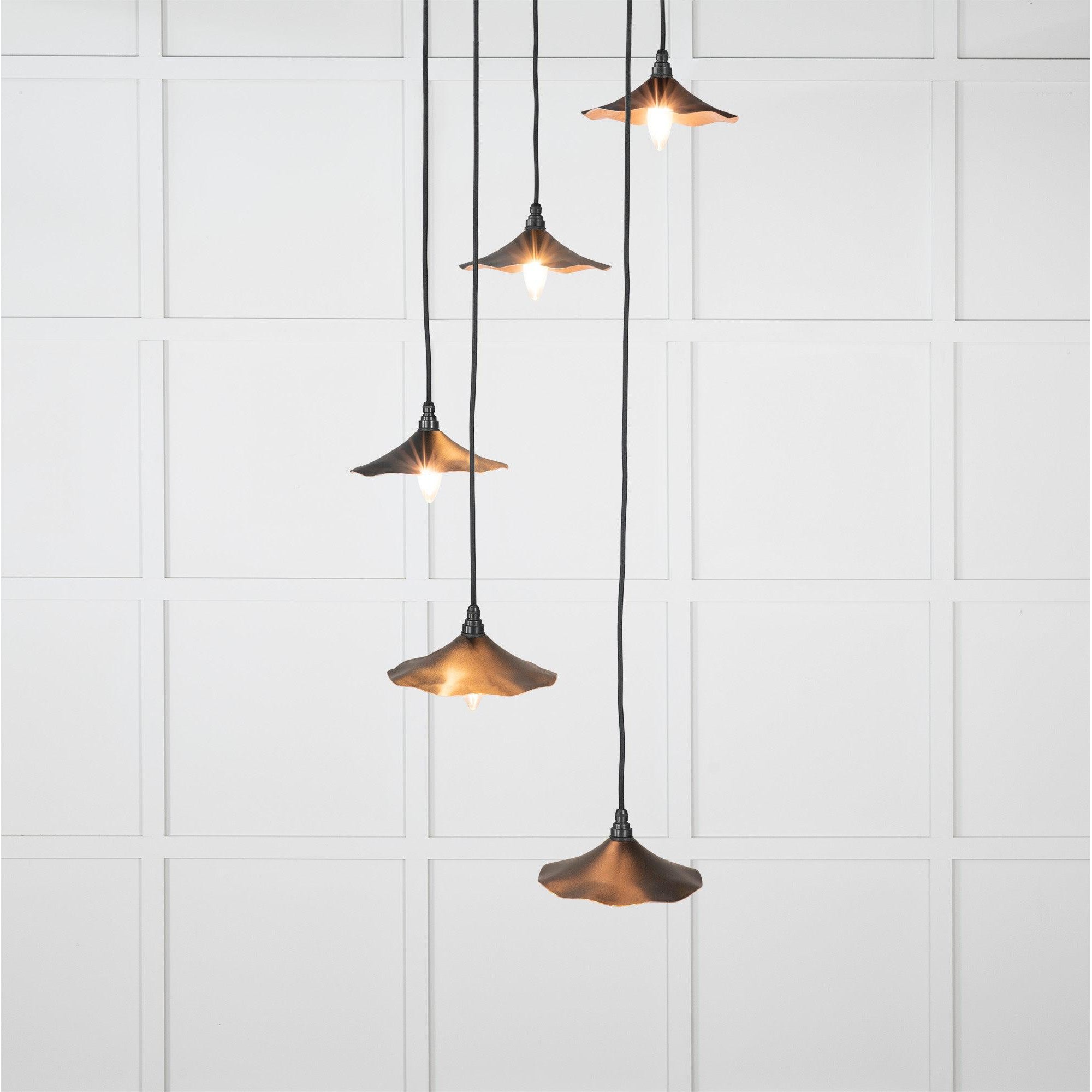 Smooth Copper Flora Cluster Pendant in Elan Black | From The Anvil-Cluster Pendants-Yester Home