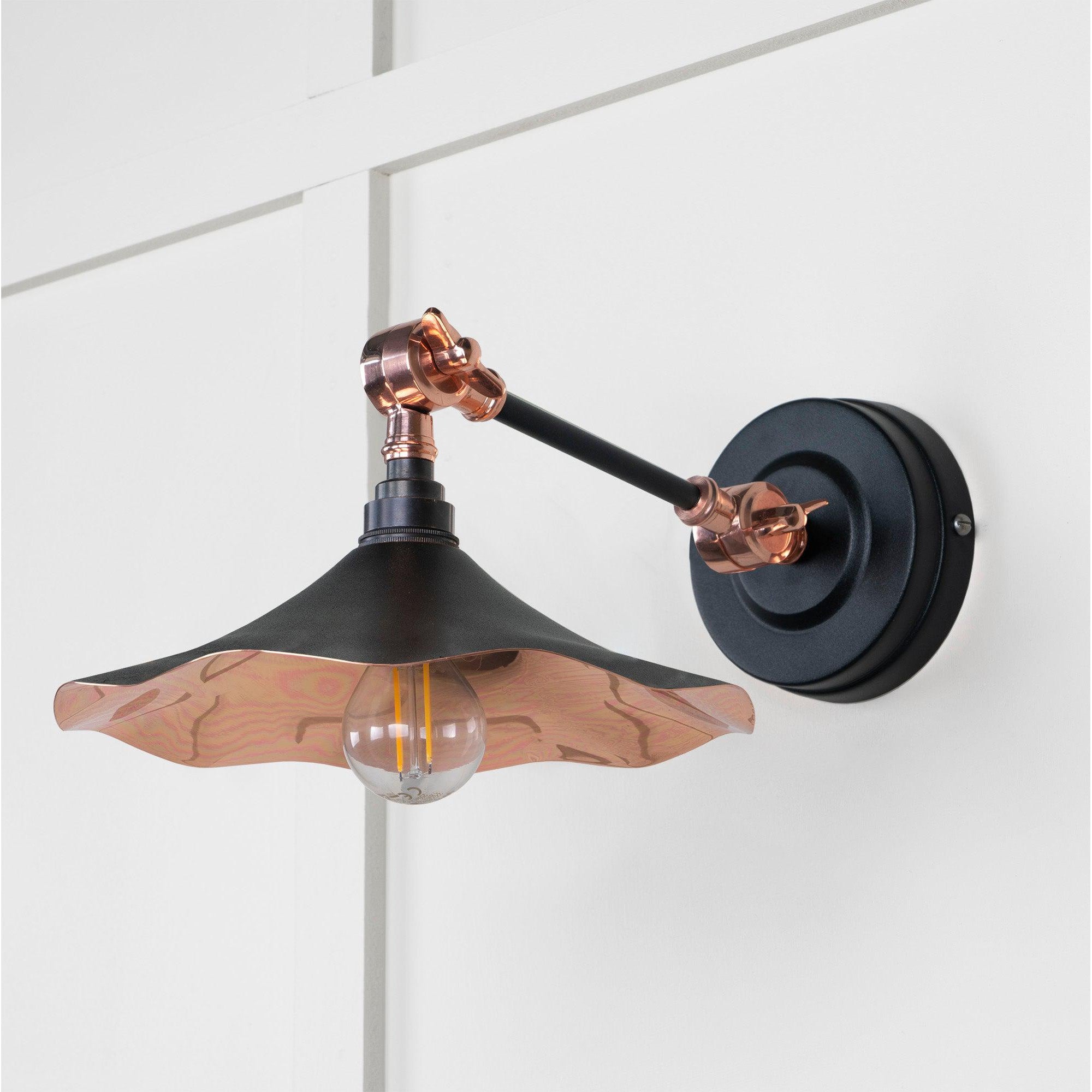 Smooth Copper Flora Wall Light in Elan Black | From The Anvil-Wall Lights-Yester Home