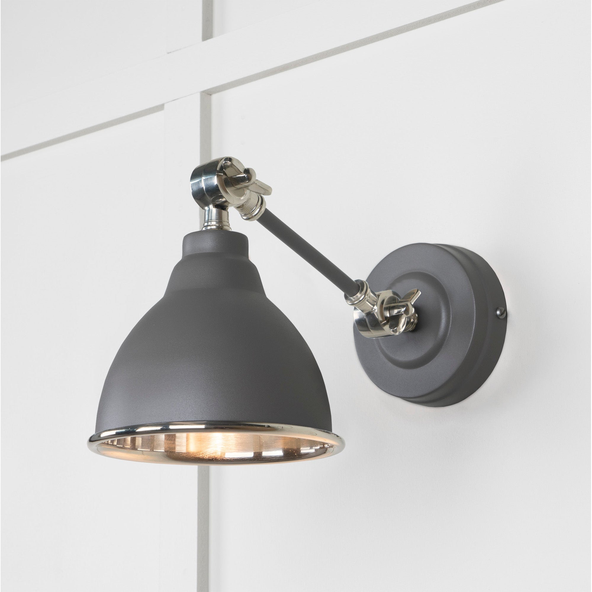 Smooth Nickel Brindley Wall Light in Bluff | From The Anvil-Wall Lights-Yester Home