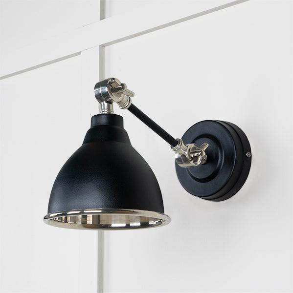 Smooth Nickel Brindley Wall Light in Elan Black | From The Anvil-Wall Lights-Yester Home