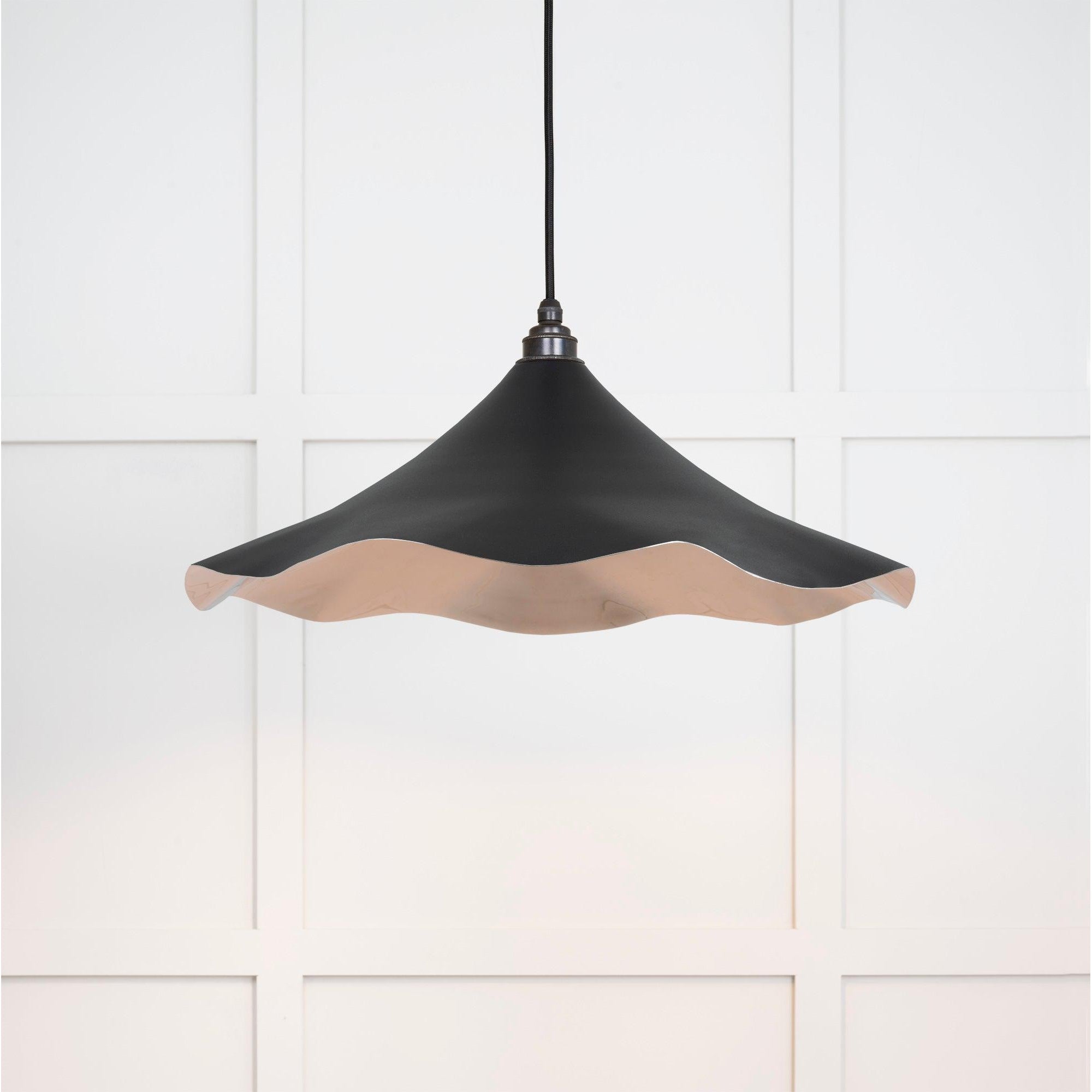 Smooth Nickel Flora Pendant in Elan Black | From The Anvil-Ceiling Pendants-Yester Home