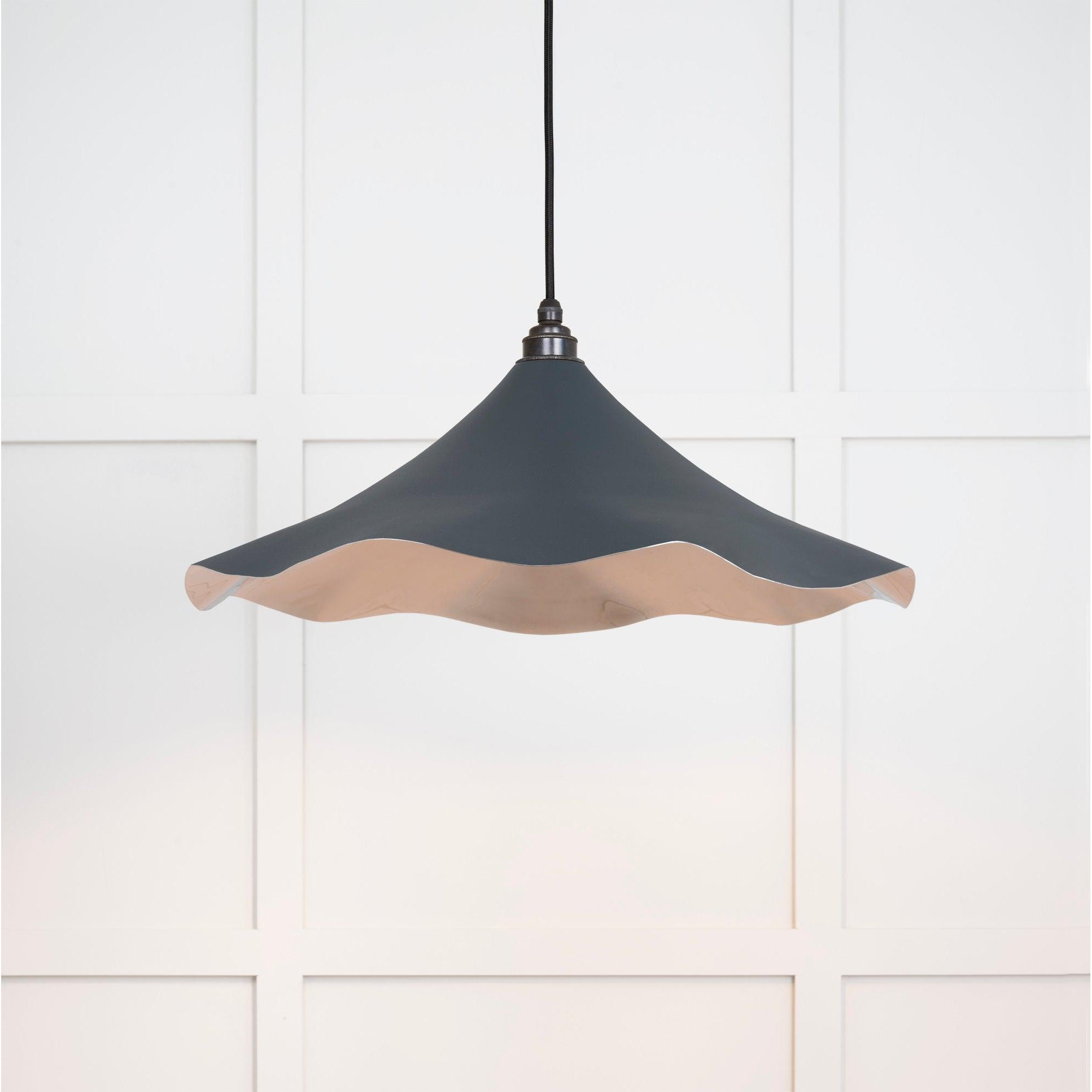 Smooth Nickel Flora Pendant in Soot | From The Anvil-Ceiling Pendants-Yester Home