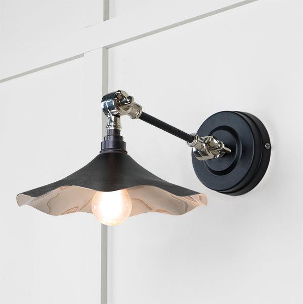 Smooth Nickel Flora Wall Light in Elan Black | From The Anvil-Wall Lights-Yester Home