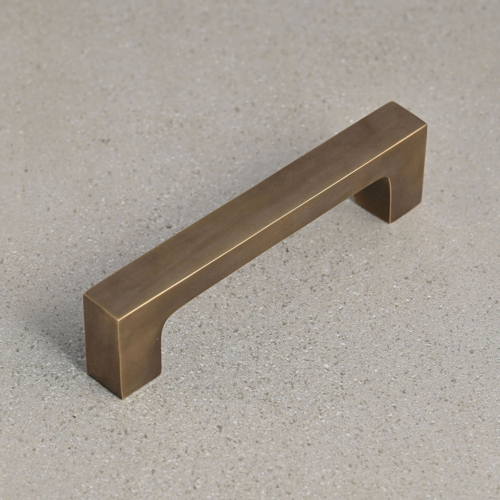 Solid Aged Brass Square Bar Pull Handles | 4 Sizes-Cabinet Handles-Yester Home