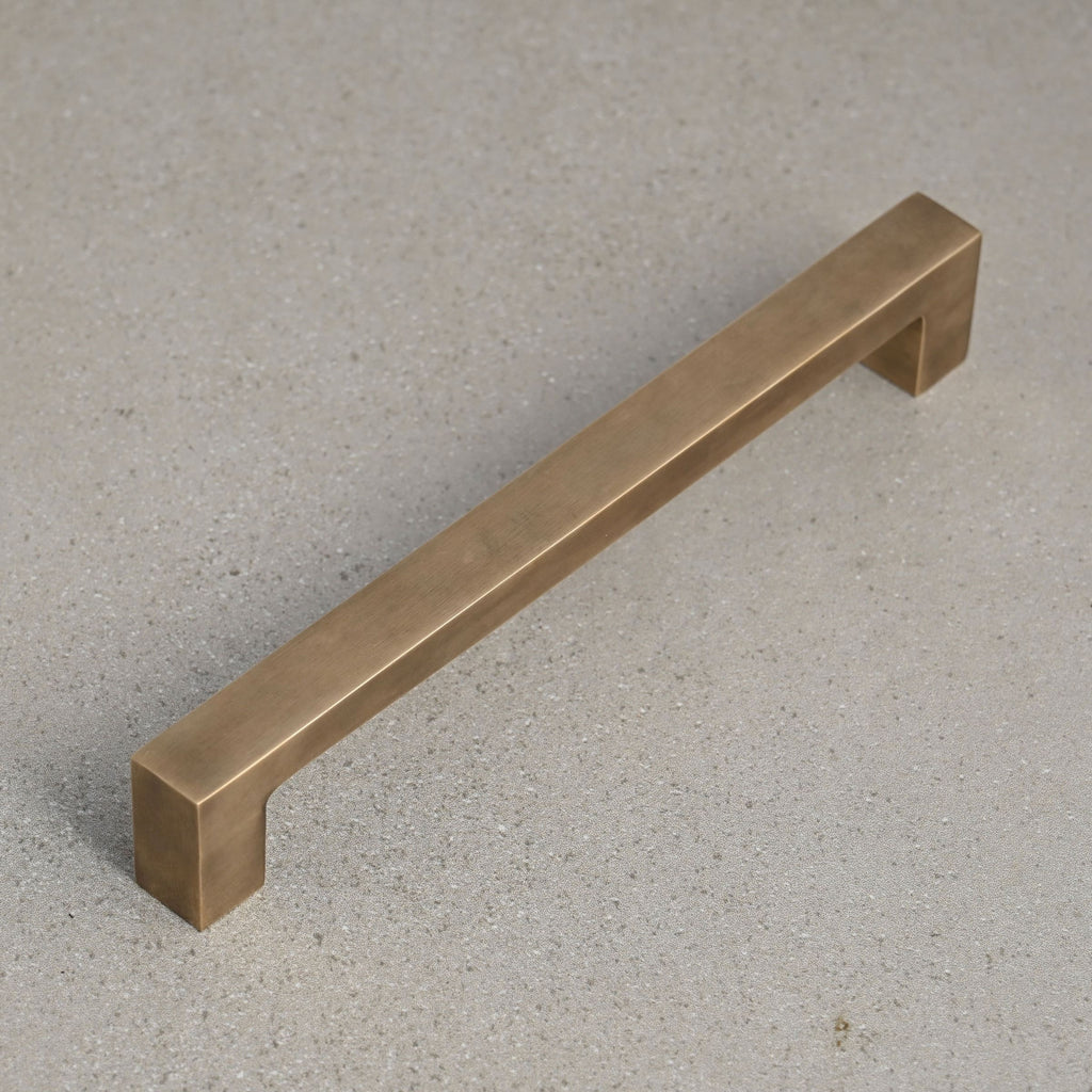 Solid Aged Brass Square Bar Pull Handles | 4 Sizes-Cabinet Handles-Yester Home