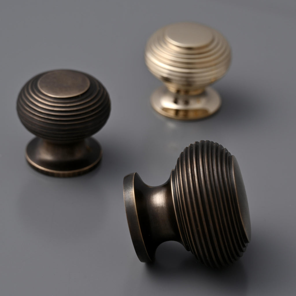 Solid Brass Beehive Cupboard Knobs-Cabinet Knobs-Yester Home