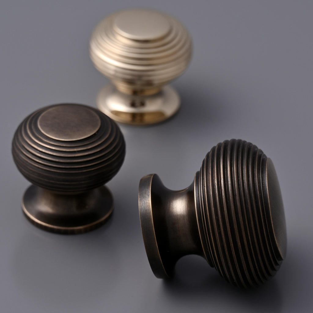 Solid Brass Beehive Cupboard Knobs-Cabinet Knobs-Yester Home