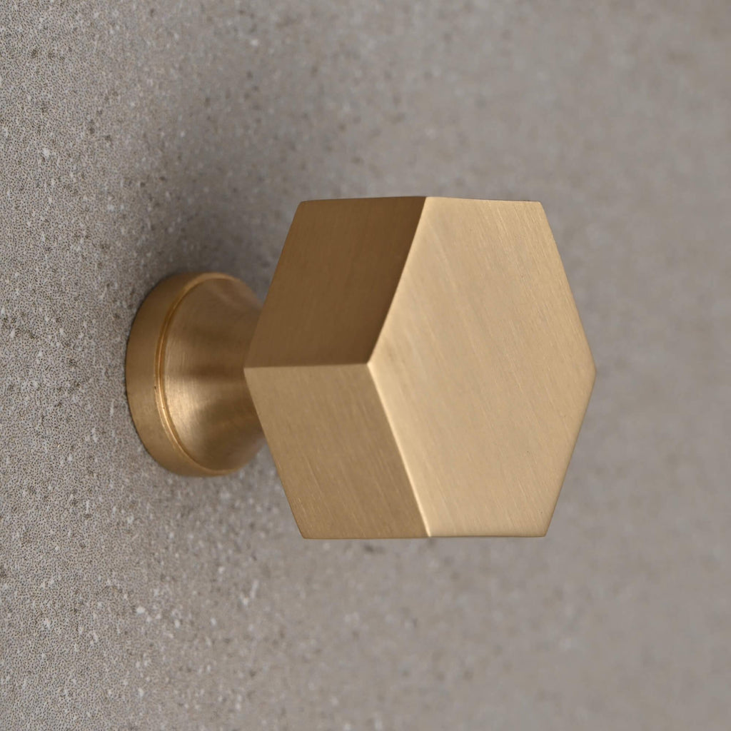 Solid Brass Hexagonal Cabinet Handles-Cabinet Handles-Yester Home