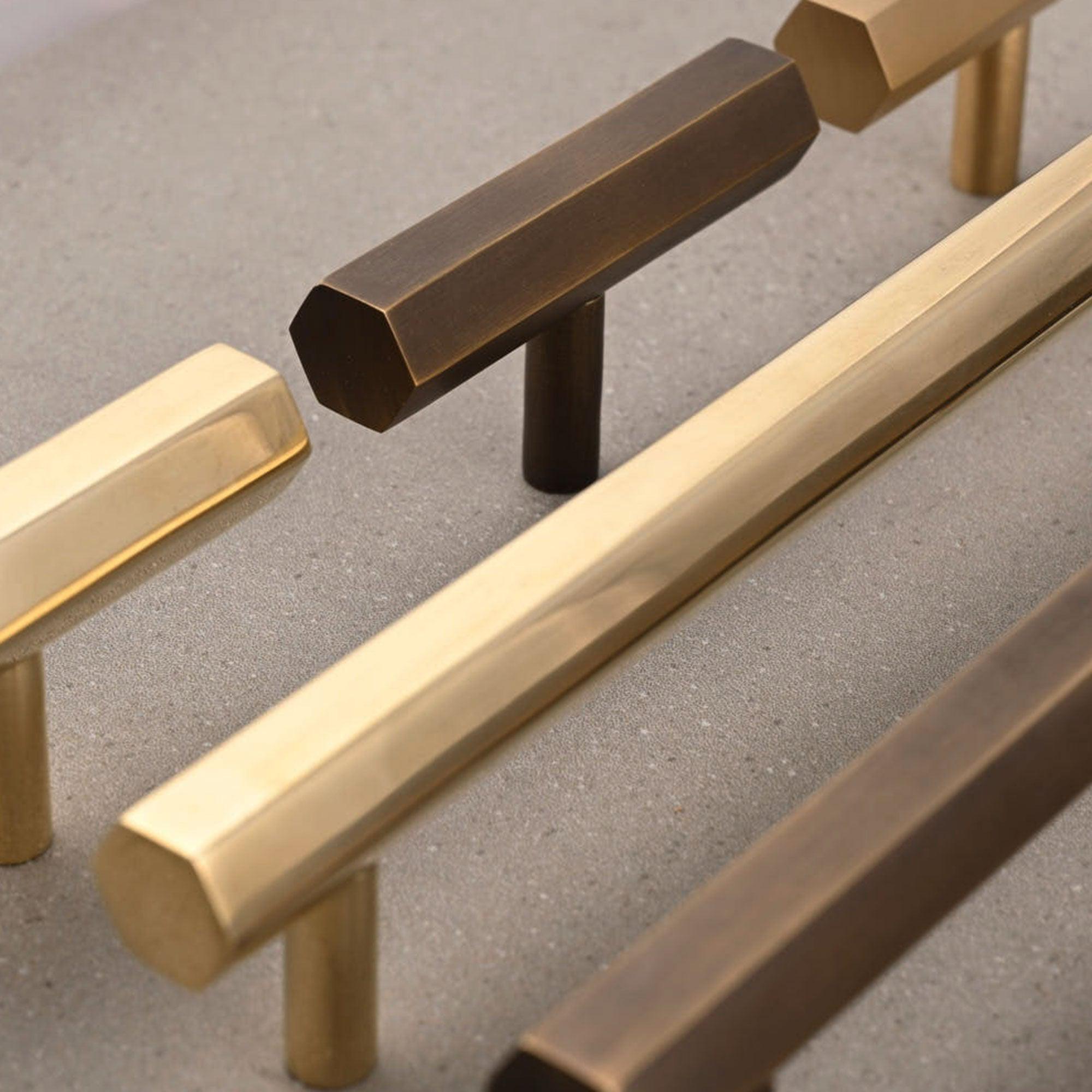 Solid Brass Hexagonal Cabinet Handles-Cabinet Handles-Yester Home