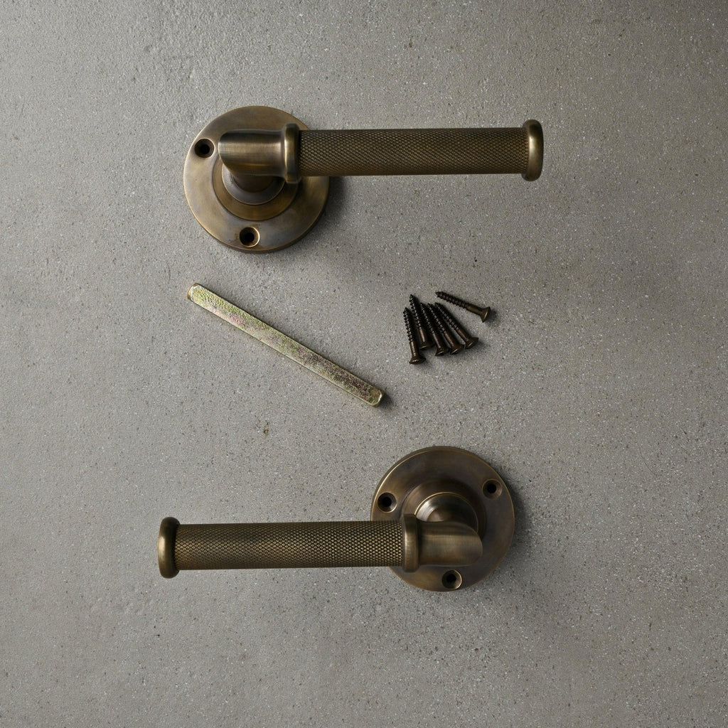 Solid Brass Knurled Lever Door Handles-Lever Door Handles-Yester Home