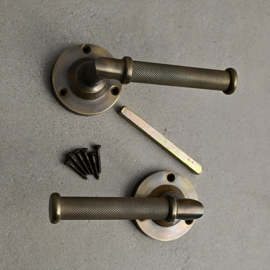 Solid Brass Knurled Lever Door Handles-Lever Door Handles-Yester Home