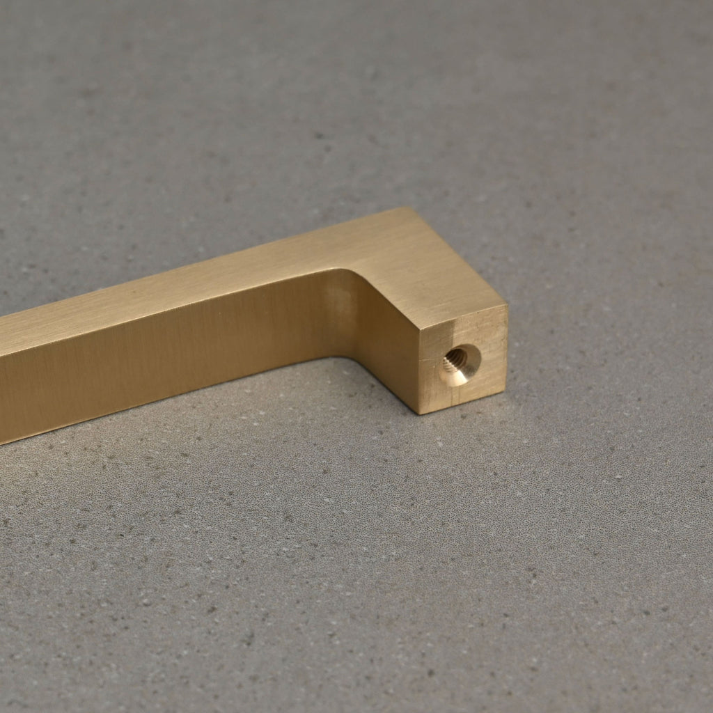 Solid Brushed Satin Brass Square Bar Pull Handles | 4 Sizes-Cabinet Handles-Yester Home