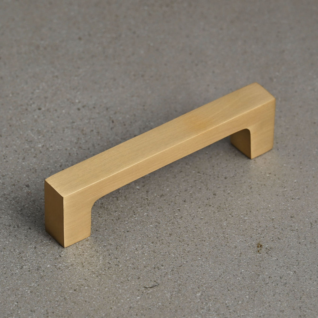 Solid Brushed Satin Brass Square Bar Pull Handles | 4 Sizes-Cabinet Handles-Yester Home