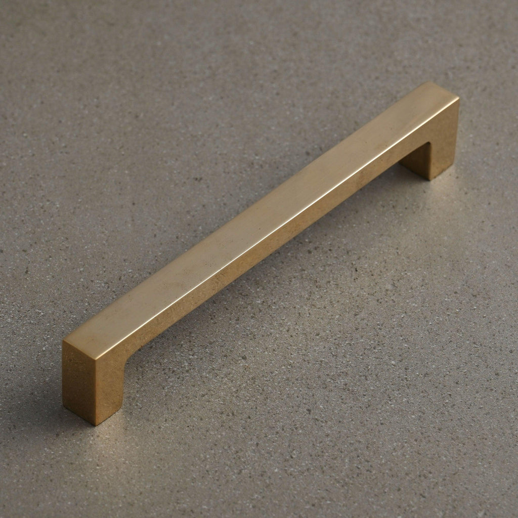 Solid Polished Brass Square Bar Pull Handles | 4 Sizes-Cabinet Handles-Yester Home