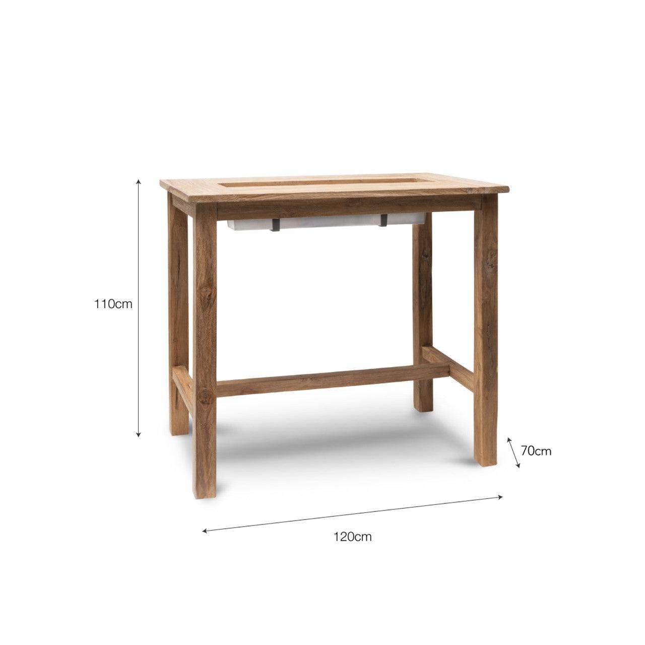 St Mawes Drinks/Planter Bar Table, 120cm - Teak-Outdoor Bar Tables & Sets-Yester Home