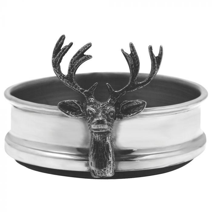 Stag Pewter Wine Bottle Coaster-Bottle Coasters-Yester Home