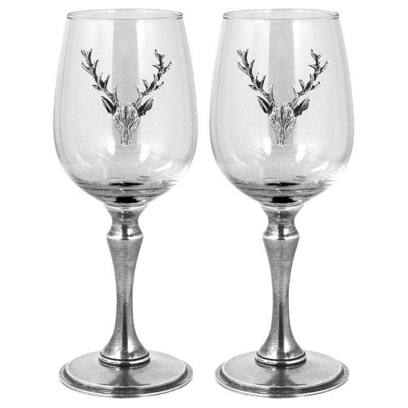 Stag Pewter Wine Glass Set-Wine Glasses-Yester Home