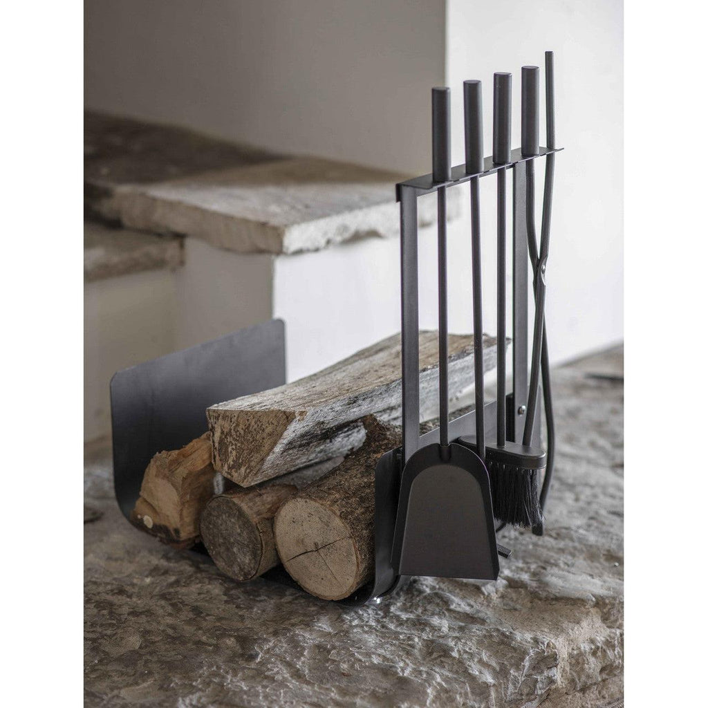 Stanton Log Holder with Set of 4 Tools in Black-Fire Companion Set-Yester Home