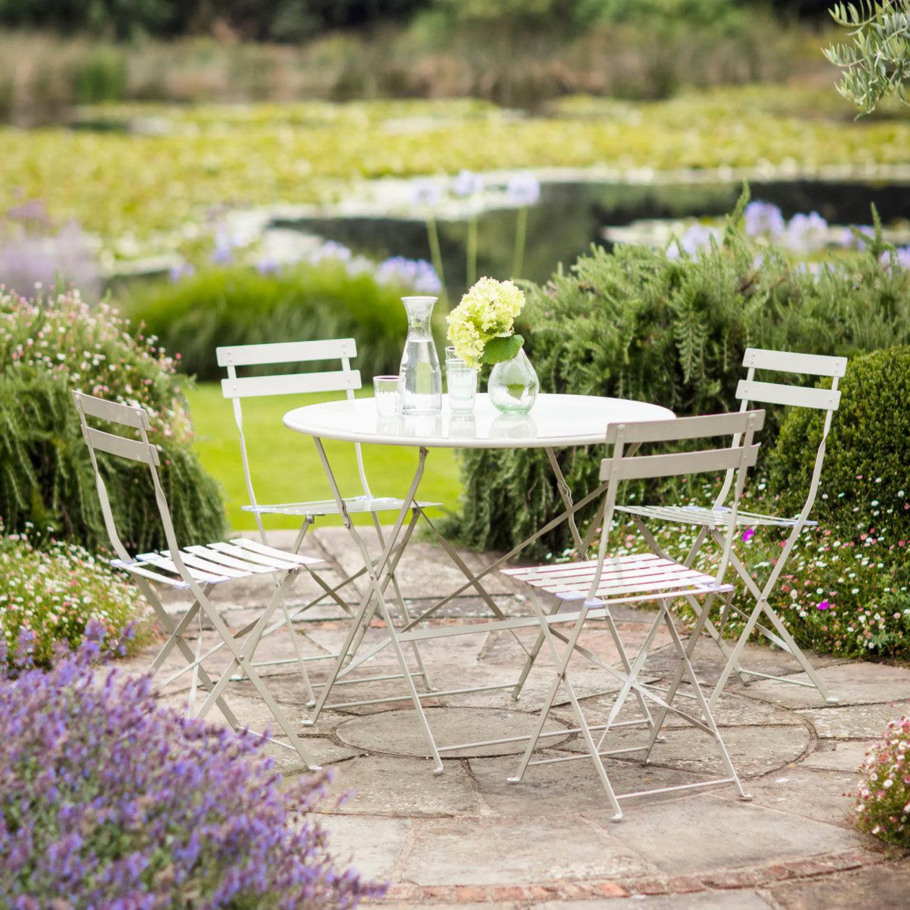 Steel Bistro Set - Clay Putty-Outdoor Tables & Chairs-Yester Home