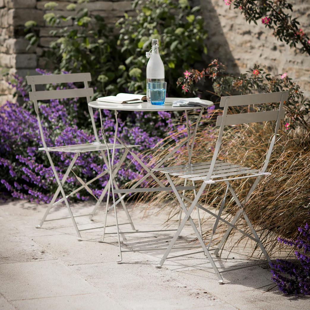 Steel Bistro Set - Clay Putty-Outdoor Tables & Chairs-Yester Home
