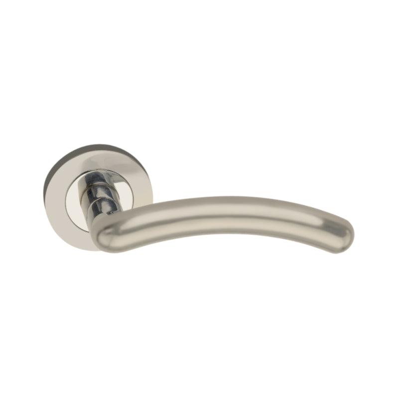 Taurus Lever Door Handle Satin Nickel-Levers on Rose-Yester Home