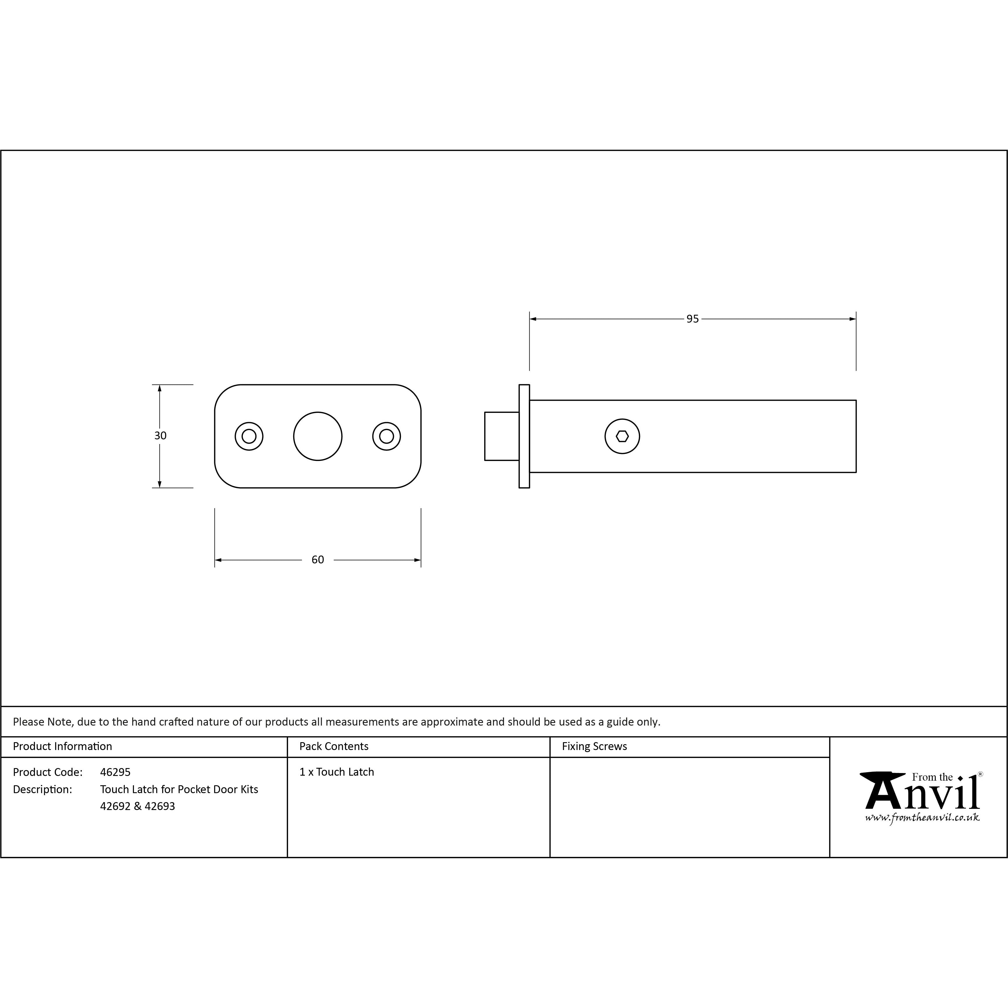 Touch Latch for Pocket Doors Kits 42692 & 42693 | From The Anvil - Pocket Door Hardware - From The Anvil - Yester Home