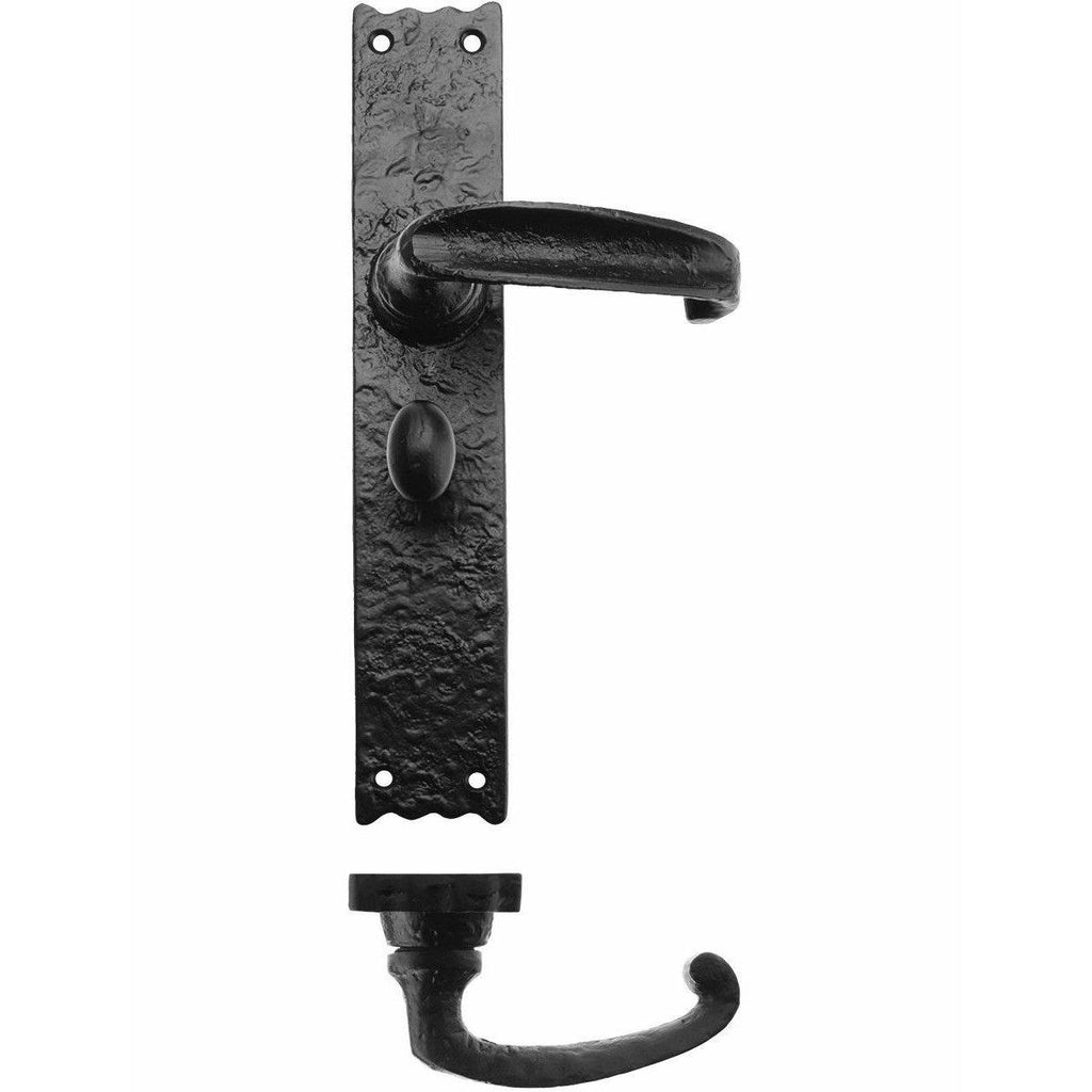 Traditional Iron Lever Door Handle On Long Backplate · 7131 ·-Lever Door Handles-Yester Home