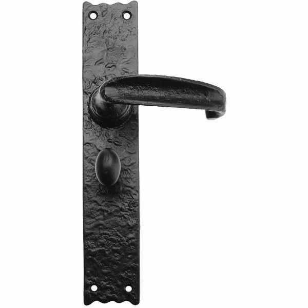 Traditional Iron Lever Door Handle On Long Backplate · 7131 ·-Lever Door Handles-Yester Home