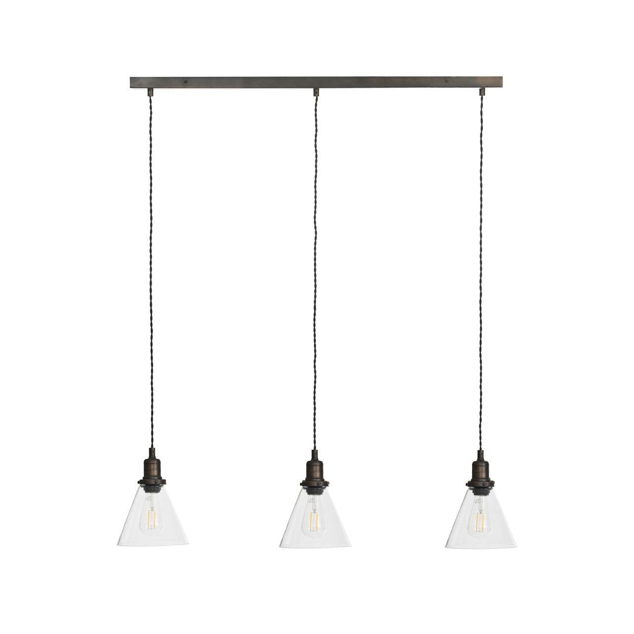 Trio of Hoxton Cone Pendant Light - Antique Bronze-Pendant & Ceiling Lights-Yester Home
