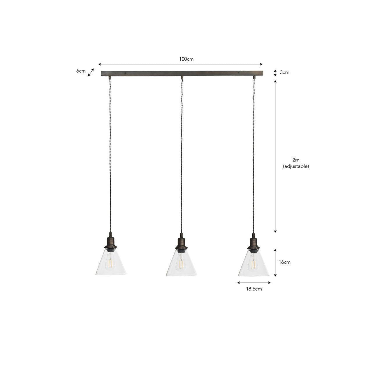Trio of Hoxton Cone Pendant Light - Antique Bronze-Pendant & Ceiling Lights-Yester Home