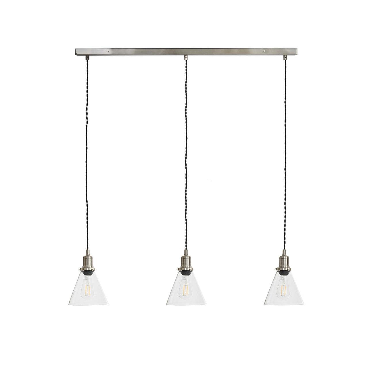 Trio of Hoxton Cone Pendant Light - Satin Nickel-Pendant & Ceiling Lights-Yester Home