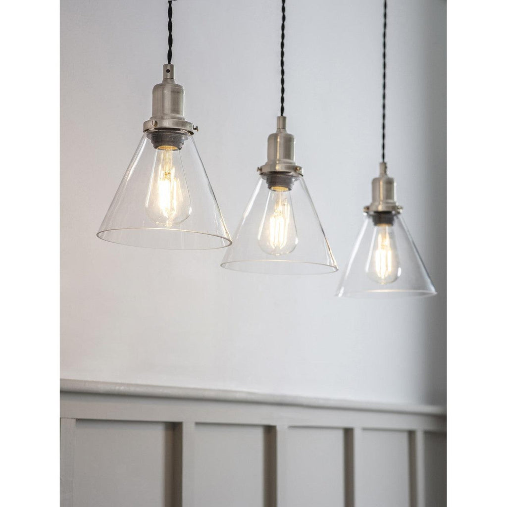 Trio of Hoxton Cone Pendant Light - Satin Nickel-Pendant & Ceiling Lights-Yester Home