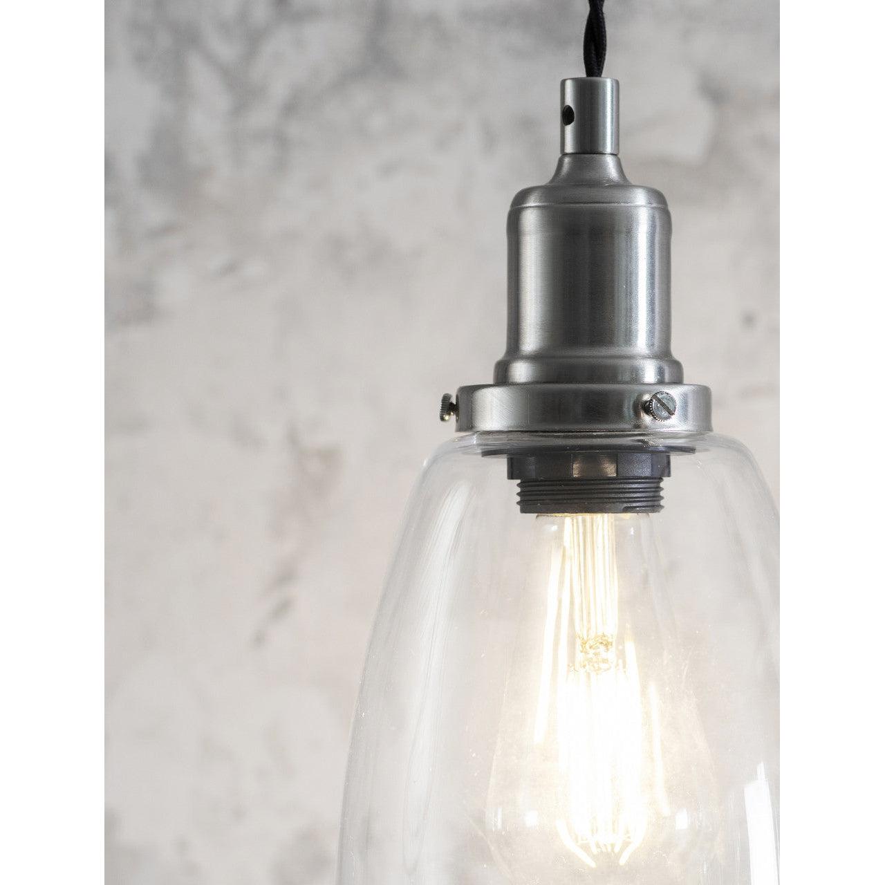 Trio of Hoxton Domed Pendant Light - Satin Nickel-Pendant & Ceiling Lights-Yester Home