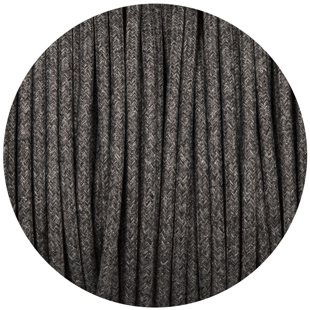 Uniform Grey Canvas Round Fabric Braided Cable-Fabric Cable-Yester Home