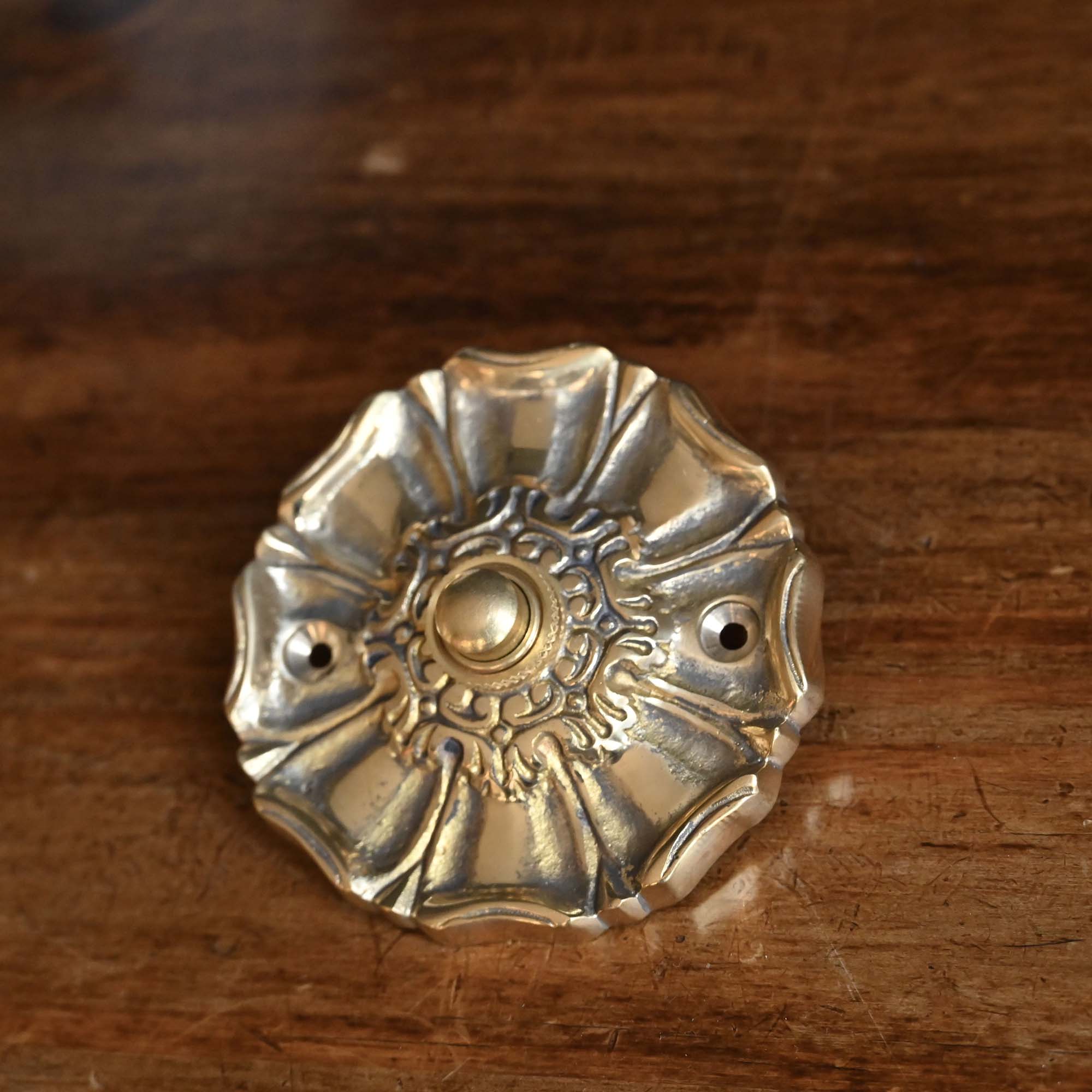 Victorian Brass Doorbell Push-Doorbell Pushes-Yester Home
