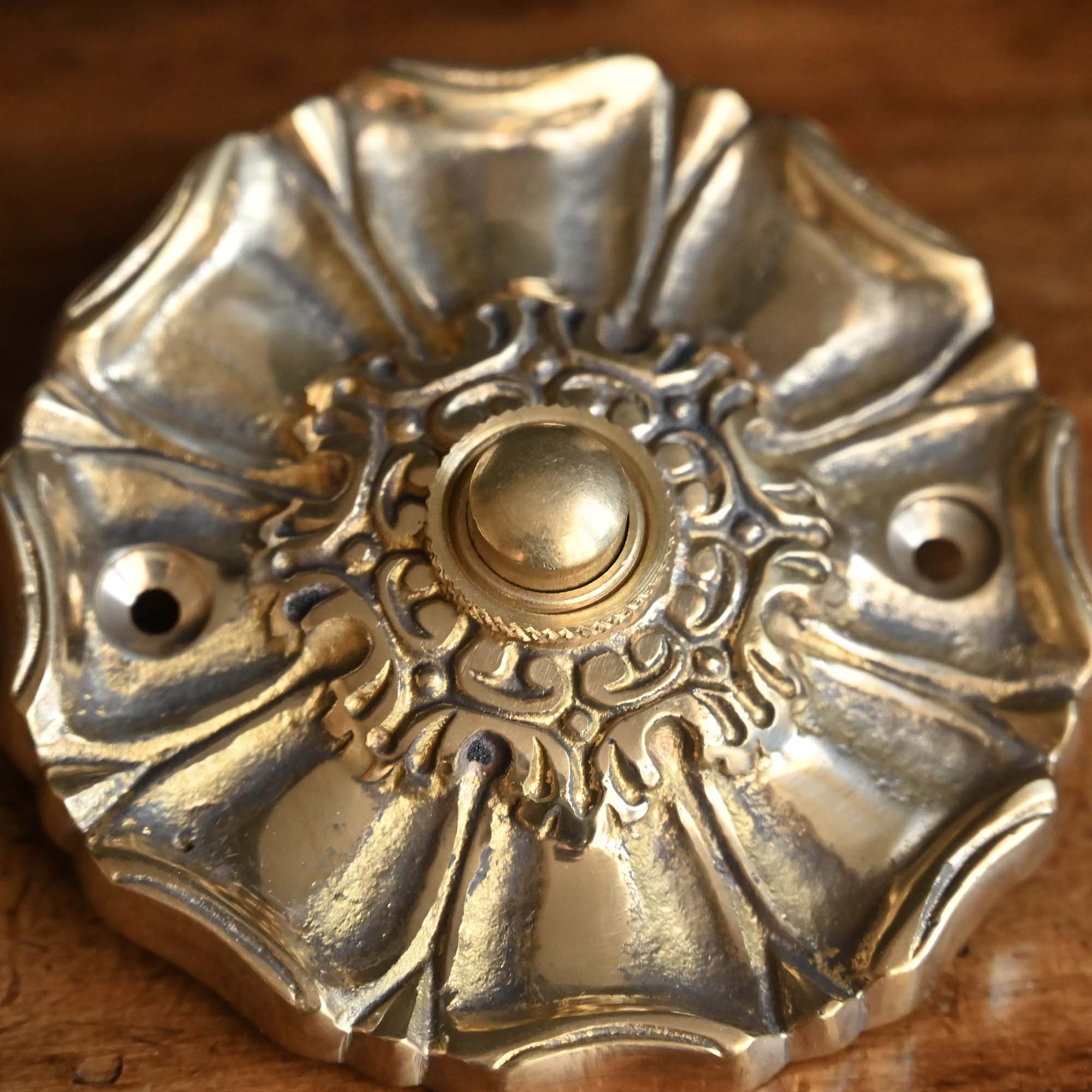 Victorian Brass Doorbell Push-Doorbell Pushes-Yester Home